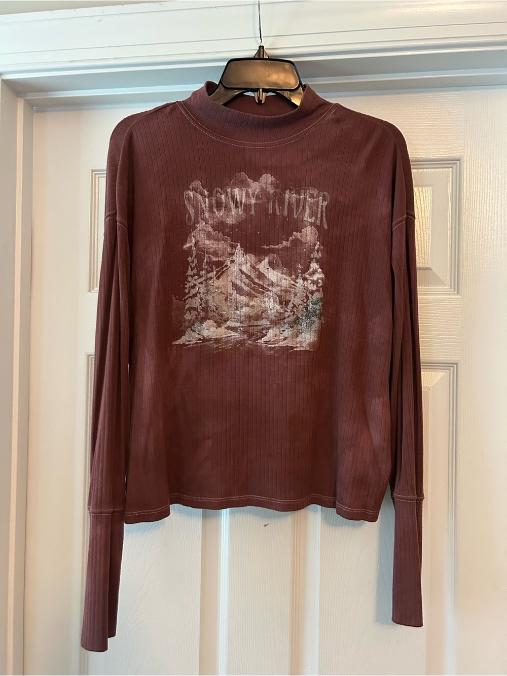 Cleo and wolf Snowy River Maroon Ribbed Long-Sleeve Sweater